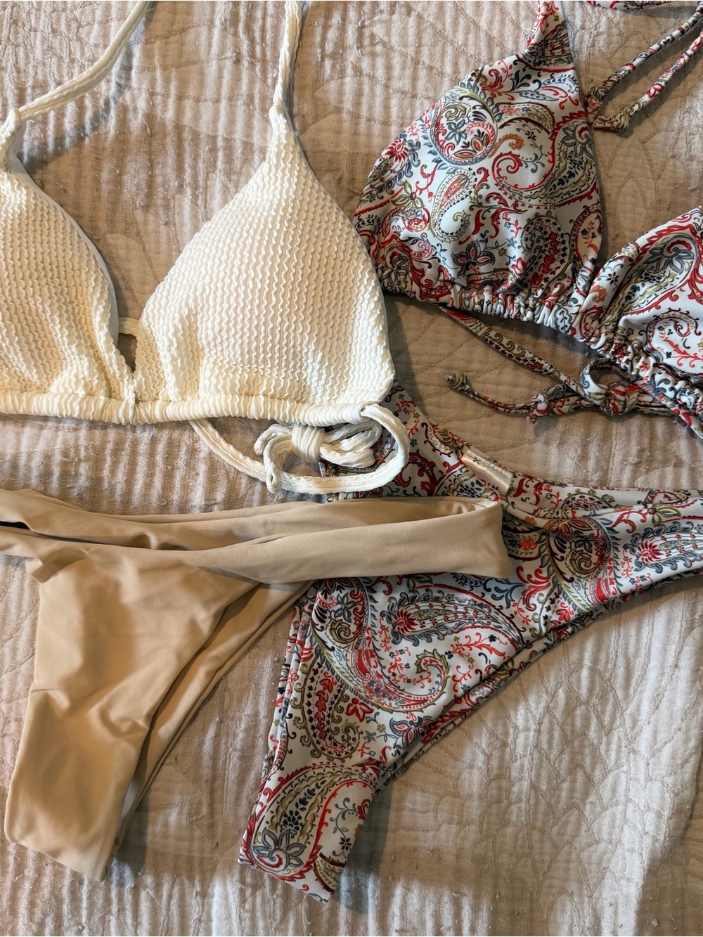 Paisley Print and Cream Two-Piece Bikini Set